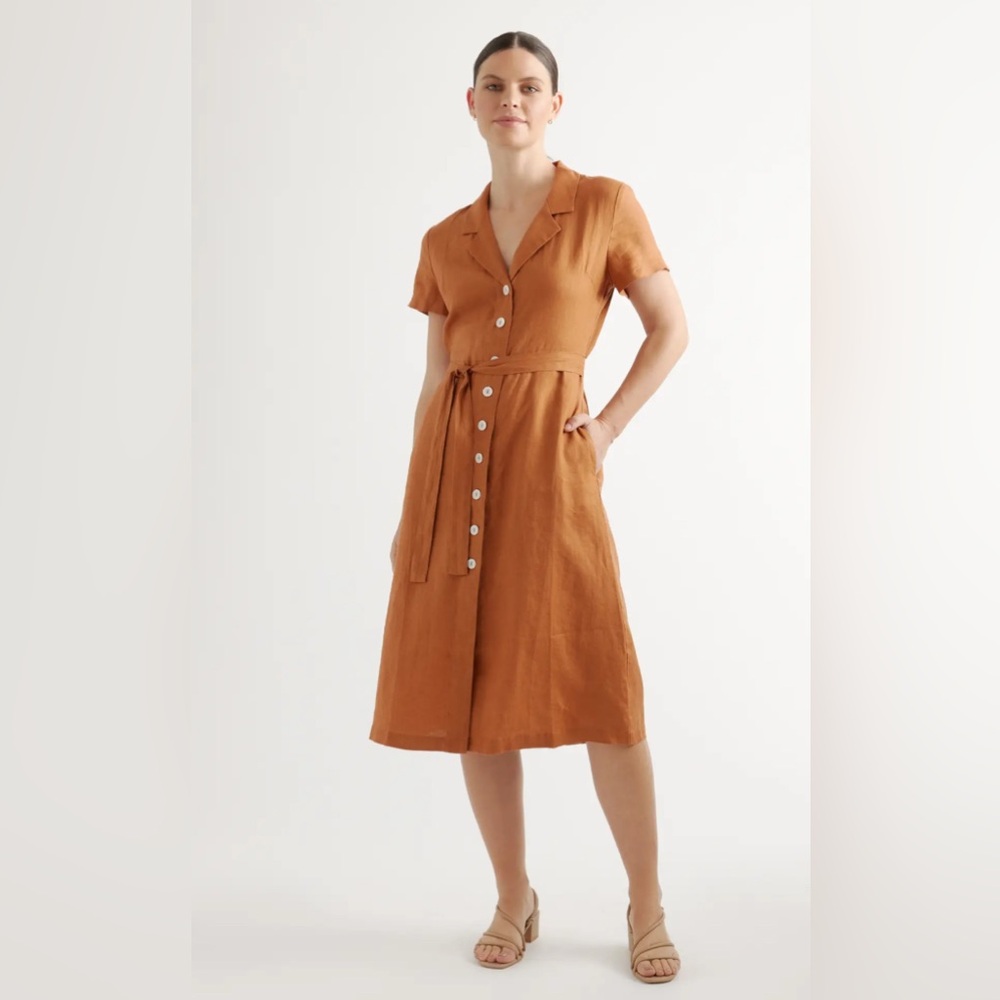 Elegant Brown Button-Down Dress